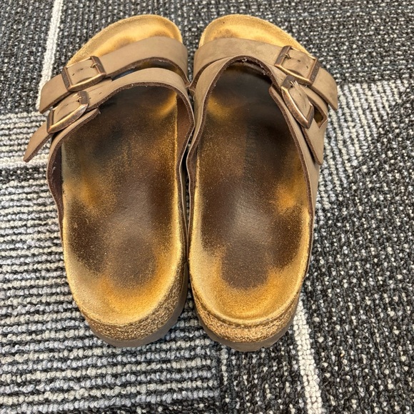 Birkenstock Mens Arizona Tan/Brown Leather Slides EUR 44 US 11 - Picture 7 of 13